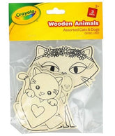 3PK ASSORTED WOODEN ANIMALS CATS & DOGS